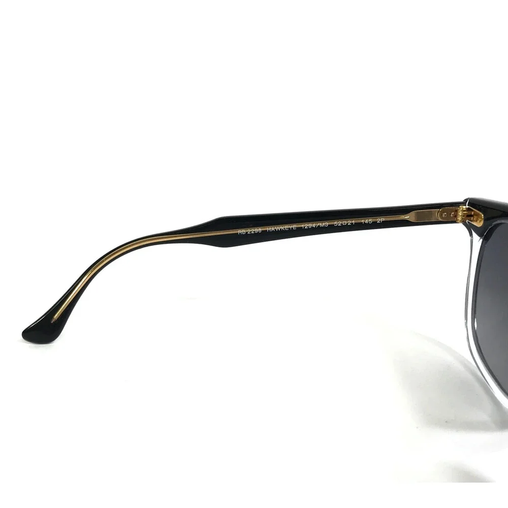 Ray-Ban Sunglasses RB2298 HAWKEYE 1294/M3 Black on Transparent w/ Grey Polarized